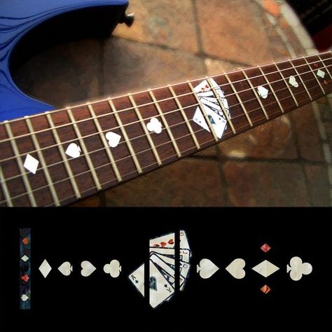 Fretboard Markers Inlay Sticker Decals for Guitar - Playing Card Guitar Decals, Guitar Things, Guitar Inlay, Guitar Designs, Guitar Exercises, Pretty Guitars, Guitar Fretboard, Image Collage, Guitar Playing