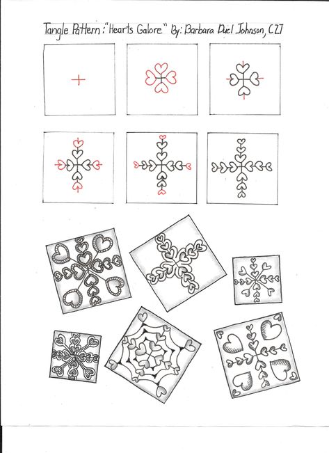 Heart Tangles, Zentangle Heart, Easy Patterns To Draw, Easy Zentangle Patterns, Easy Zentangle, Doodle Art For Beginners, Zen Doodle Patterns, Zentangle Tutorial, Easy Patterns