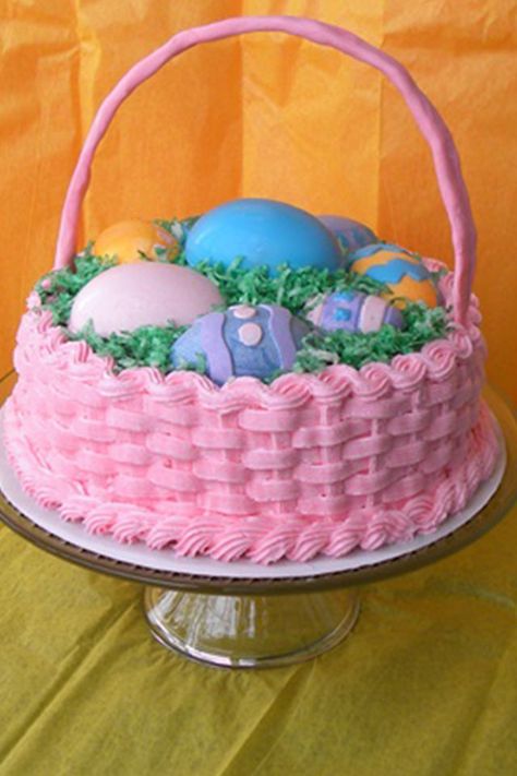 Easter Basket Cake Easter Cake Designs, Easter Cake Ideas, Easter Basket Cake, Easter Egg Cake, Basket Cake, Easter Sweets, Torte Cupcake, Egg Cake, Spring Cake