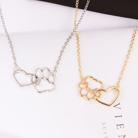 Cat Paw Necklace, Pet Paw Print, Paw Print Necklace, Paw Heart, Heart Shaped Pendant Necklace, Necklace Chain Lengths, Pet Paws, Trendy Necklaces, Heart Shape Pendant