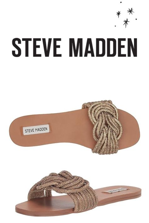 shoes for woman Steve Madden Flats, Embellished Sandals, Synthetic Rubber, Slipper Sandals, Fashion Ideas, Steve Madden, Rubber Sole, Womens Sandals, Heel Height