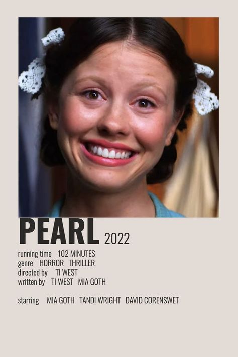 Pearl X Movie, Mia Goth Pearl, Pearl Movie, Jennifer’s Body, X Movie, Polaroid Movie Poster, Movie Character Posters, Movies To Watch Teenagers, Most Paused Movie Scenes