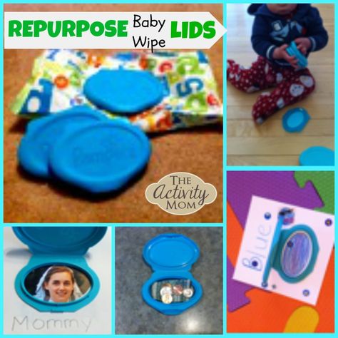 Repurpose baby wipe lids into fun and educational activities for your toddlers and preschoolers. Wipes Lid Sensory Board, Wipes Container Lid Crafts, Wipe Top Sensory Board, Reuse Wipes Lids, Wipe Tops Craft, Wipe Lid Crafts, Baby Wipe Lid Ideas, Wipes Container Crafts, Cooking With Toddlers