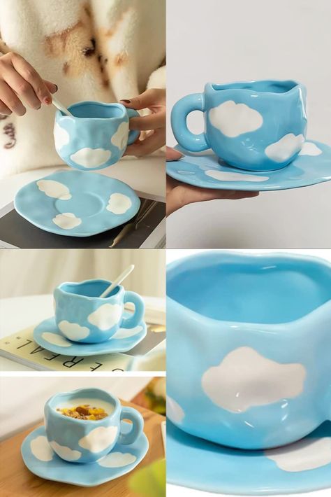 Noviko Cloud Coffee Mug with Saucer,Cute Ceramic Cup and Saucer,Unique Coffee Mugs - 10 Ounce
Cloud Mug, Cloudy ☁️ BabyBlue! cup Clouds Ceramics, Pastel Ceramics, Clay Cloud, Cloud Mug, Cafe Idea, Diy Clouds, Custom Ceramic, 1 June, Blue Sky Clouds