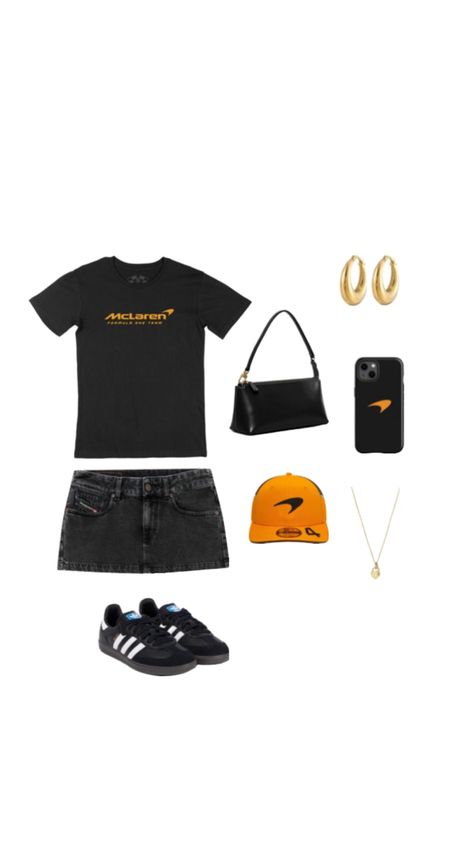 #mclaren #f1 #formula1 #landonorris #lando #black #fit Mclaren Outfit, Black Mclaren, Race Day Outfits, Vegas Outfit, Future Outfit, Mclaren F1, Concert Fits, Tomboy Style Outfits, Tomboy Fashion