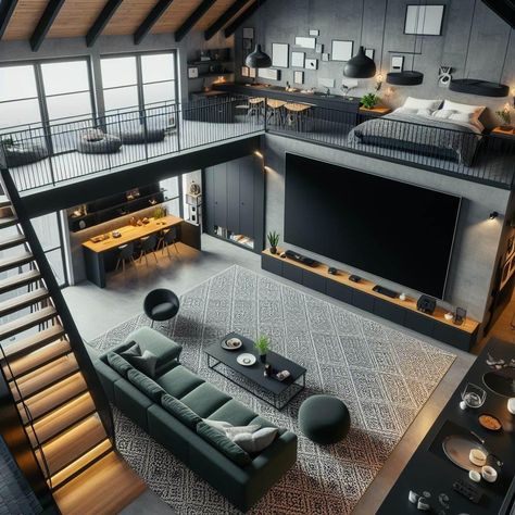 Modern Castle, Backyard Garage, Loft House Design, Loft Interior Design, Tiny House Loft, House Floor Design, Loft Interiors, Loft House, Loft Design