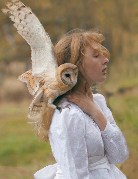 The Enchanted World of Katerina Plotnikova – Enchanted Living Magazine Twisted Fairytales, Surreal Portrait, Woman In White, Fantasy Photography, Photographs Of People, Barn Owl, �인물 사진, Photo Reference, Animals Wild