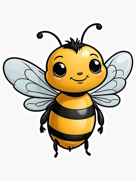 Beautiful bee sticker How To Draw Honey Bee, Cute Bees Drawings, Beehive Cartoon, Bee Cartoon Images, Cute Bee Drawing, Bumble Bee Drawing, Honeybee Design, Bee Doodle, Bumblebee Drawing