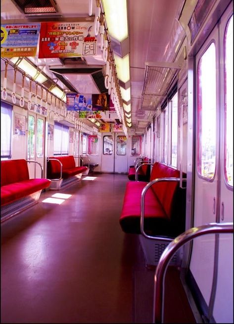 Japanese Trains Aesthetic, Train Interior Illustration, Subway Interior Train, Train Inside Photography, Inside A Subway Train, Train Interior Drawing, Inside Train Reference, Japan Train Inside, Japanese Train Inside