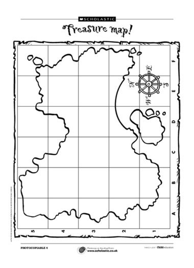 Ask children to plot where the treasure is buried on this outline map. Make Your Own Treasure Map, Pirate Map Craft, Treasure Island Activities, Treasure Map Template, Island Shapes, Pirate Theme Classroom, Pirate Unit, Pirate Classroom, Worksheet Preschool