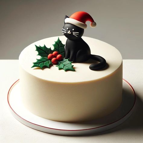 Cat Cakes, Xmas Cake, Cat Cake, Cat Christmas, Christmas Cat, Black Cats, Cake Inspiration, Christmas Cake, Christmas Cats