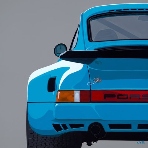 Original automotive fine art - JYT BESPOKE ART Auto Illustration, Mexico Blue, Cool Car Drawings, Car Artwork, Vintage Porsche, Commission Painting, Garage Art, Car Illustration, Classic Porsche