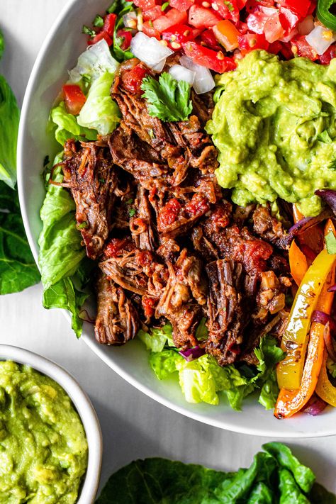 Beef Burrito Bowl, Honey Lime Vinaigrette, Meat And Veggies, Beef Burrito, Burrito Bowls, Healthy Slow Cooker, Slow Cooker Recipes Healthy, Burrito Bowl, Bowl Recipe