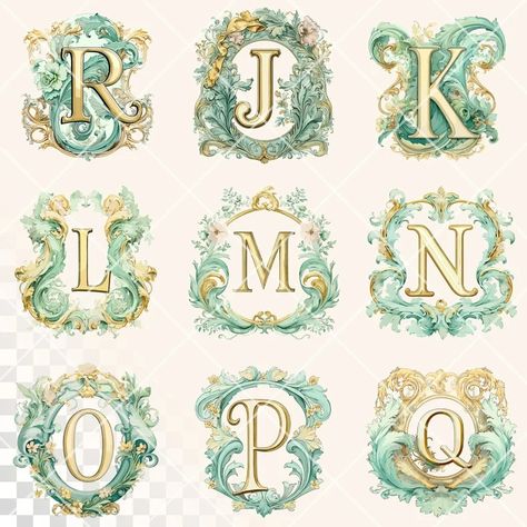 Pastel Mint, Illuminated Letters, Png Download, Rococo, Transparent Png, Etsy Australia, Digital Drawing, Drawing Illustrations, Alphabet