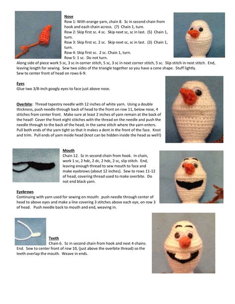 Olaf Crochet Pattern Free, Crochet Olaf, Lovey Pattern, Crochet Toys Free, Crochet Lovey, Crochet Disney, Crochet Ornaments, Crochet Amigurumi Free, Christmas Crochet Patterns