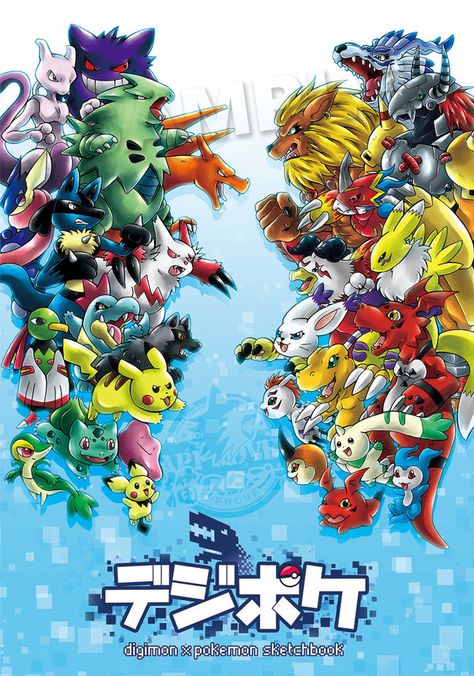 Digimon VS Pokemon by SuperMisurino Digimon Vs Pokemon, Pokemon Vs Digimon, Pokemon Badges, Pokemon Ash And Serena, Digimon Art, Digimon Adventure 02, Pokemon Charizard, Digimon Adventure Tri, Digimon Digital Monsters