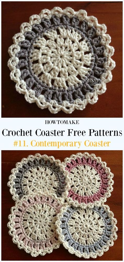 Crochet Contemporary, Crocheted Coasters, Crochet Coasters Free Pattern, Crochet Placemats, Crochet Coaster Pattern, Crochet Coaster, Gift Crochet, Crochet Gift, Crochet Circles