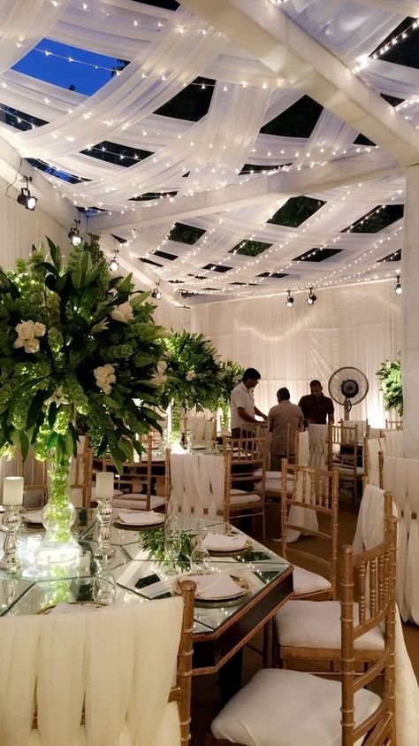 Portfolio of Eventfully Yours Designs | Wedding Decorators in Delhi NCR - Wedmegood Terrace Decoration Ideas For Wedding, Pink Wedding Decor Indian, Terrace Decor For Wedding, Terrace Engagement Decoration, Terrace Wedding Decor Indian, Event Entrance Decor, Ceiling Wedding, Decoration Video, Outdoor Wedding Tables