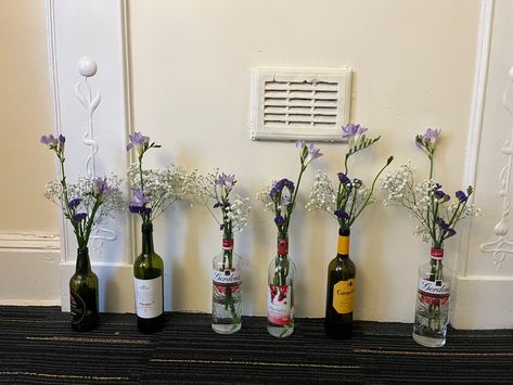 Flowers In Alcohol Bottles, Flowers With Alcohol Bottles, Flowers In Wine Bottles, Dried Flowers In Wine Bottle, Alcohol Bottle Flower Vase, Fresh Flowers On A Wine Bottle, Wine Bottle With Flowers Inside, Wine Bottle Bottle Flower Vase, Beautiful Galaxy