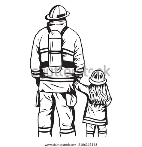 Firefighter Daughter Tattoo, Tattoo Ideas For Men Firefighter, Tattoo Ideas For Firefighters, Fire Man Drawing, Firefighters Drawing, Small Firefighter Tattoo For Women, Papaw Tattoo, First Responder Tattoo, Fireman Tattoo Ideas