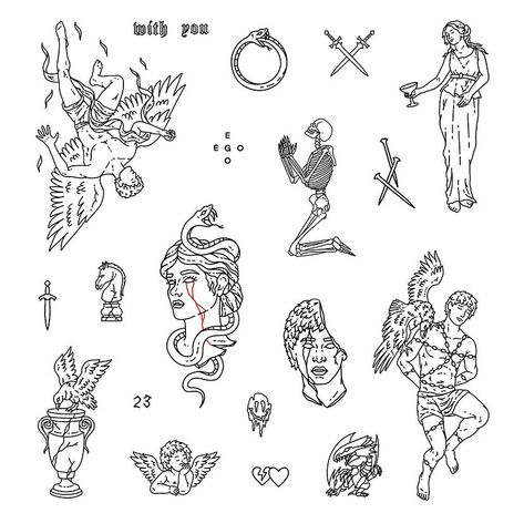 Shaded Patchwork Tattoos, Greek Flash Tattoo, Italian Tattoos Symbols, Fine Line Tattoo Men, Flash Tattoo Sleeve, Tattoo Stencil Designs, Roman Tattoo, Stick Tattoo, Statue Tattoo