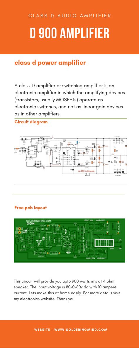 Class D Amplifier Circuit Diagram, Diy Amplifier, 5th Class, Class D Amplifier, Power Amp, Audio Amplifier, Circuit Diagram, Power Amplifiers, Next Generation