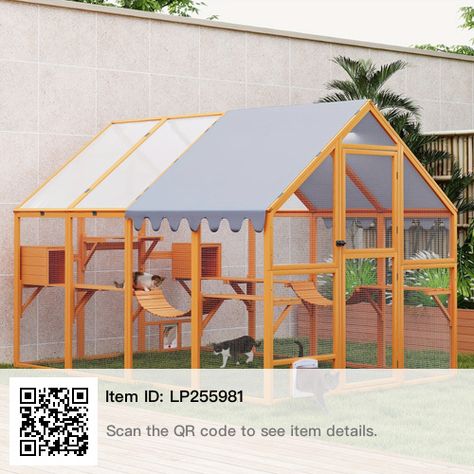 Cat Catio, Outside Cat Enclosure, Outside Cat House, Cat House Plans, Outdoor Pet Enclosure, Cat Playpen, Cat Enclosures, Wooden Cat House, Cat Fence