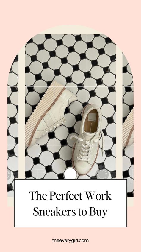 We're sharing eight types of work sneakers for business-casual clothes, plus five ways that you can style them for the office. Sneaker Office Outfits Women, Sneakers Office, Business Casual Athleisure, Business Casual Sneakers, Business Sneakers, Professional Sneakers, Sneakers Outfit Work, Office Sneakers, Vans Old School