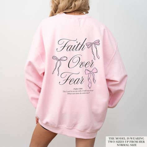 Self Love Sweatshirt, Pink Christian, Bow Sweatshirt, Christian Crewneck, Jesus Sweatshirts, Aesthetic Collection, Christian Sweatshirt, Faith Over Fear, Cute Sweatshirts