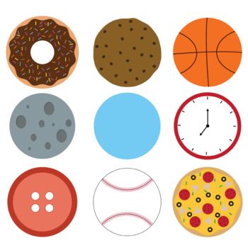 Circle objects 2D Clip art (shapes) Circle Shape Craft For Preschool, Circular Objects To Draw, Square Objects Drawing, Round Objects Drawing, Circle Objects Drawing, Circle Shaped Objects, Drawing From Shapes, Circle Shape Activities For Preschool, Circle Objects