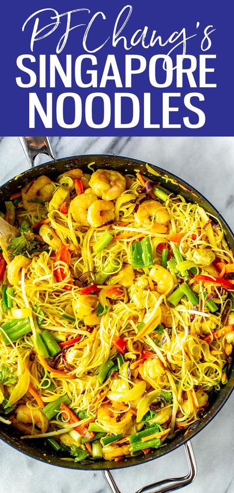 Singapore Noodles With Shrimp, Singapore Rice Noodles Recipe, Rice Noodles And Shrimp, Pf Chang Recipes, Street Noodles Recipe, Shrimp And Rice Noodles, Wok Wednesday, Julienned Vegetables, Singapore Street Noodles