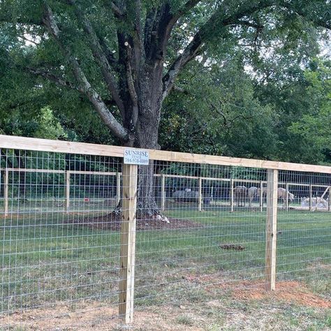 Sunrise Fence installs fences all over the Charlotte Area. This Post & WIre fence is a popular fence for large properties, horses, and farmyand! (704)978-8809 Coastal Fence, Fence Installation, Fence Styles, Aluminum Fence, Wire Fence, Backyard Fences, Wood Fence, Red Fish, Fencing