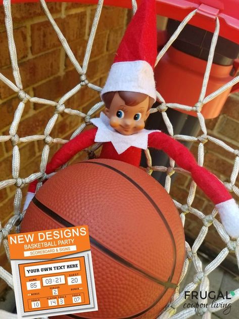 Elf on the Shelf Ideas Basketball Hoop and Elf on the Shelf Printables - Sports Elf on the Shelf Ideas and Scoreboard Printable #FrugalCouponLiving #ElfontheShelf #ElfontheShelfIdeas #ElfIdeas #funnyelfideas #funnyelfontheshelf #elfprintables #freeelfprintables #printables #freeprintables #basektball #sports #basketballprintable Elf Basketball Ideas, Elf On The Shelf Costume, Elf On The Shelf Funny, Elf On The Shelf Printables, Printable Elf On The Shelf, Elf Printables, Funny Elf On The Shelf, Elf Shelf, Christmas Elf Doll