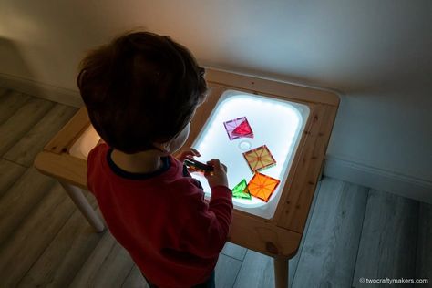 Ikea Childrens Table, Flisat Sensory Table, Diy Light Table, Ikea Flisat Table, Craft Activities For Toddlers, Flisat Table, Ikea Flisat, Montessori Diy, Lego Table