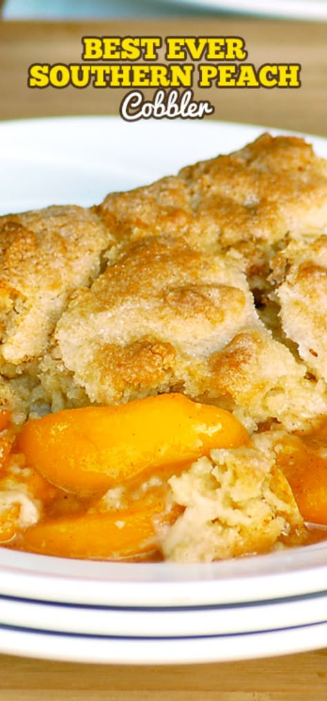 Homemade Butter Recipes, Southern Peach Cobbler Recipe, Peaches Baked, Peach Cobbler Dump Cake, Southern Peach Cobbler, Easy Peach Cobbler Recipe, Cobbler Easy, Cobbler Topping, Peach Cobbler Easy