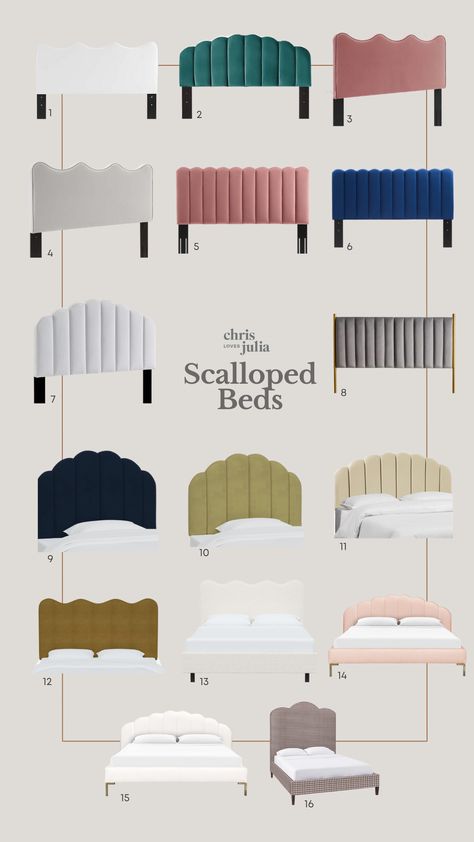 Faye's New Bed, (Plus, A Scalloped Bed Round-Up!) - Chris Loves Julia Simple Bed Designs, Bed Back Design, Amazing Bedroom Designs, Bed Headboard Design, Bed Design Modern, Living Room Sofa Design, Simple Bed, Bedroom Bed Design, Bed Furniture Design