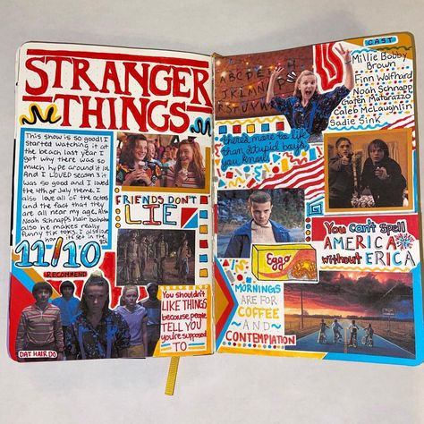 Stranger Things Drawings Season 4, Stranger Things Scrapbook Ideas, Sketch Ideas Stranger Things, Stranger Things Diary Ideas, Journal Ideas Stranger Things, Tv Show Scrapbook Ideas, Stranger Things Journaling, Art Sketches Stranger Things, Inside Out Journal