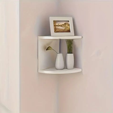 Contemporary Vinyl Wall mounted Corner Shelf 5 tier Semi - Temu Greece Wall Corner Shelves, Corner Shelves Bedroom, Wall Mounted Corner Shelves, Corner Bookshelf, Living Room Decorations, Corner Wall Shelves, Wall Corner, Corner Bookshelves, White Shelves