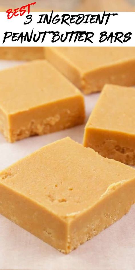 low carb gluten free  NO BAKE 3 ingredient peanut butter bars cut in squares on parchment paper Low Carb Fall Desserts, Simple Bars, Diy Peanut Butter, Low Calorie Peanut Butter, Butter Bars Recipe, Butter Squares, Work Snacks, Sugar Free Desserts Easy, 3 Ingredient Recipe