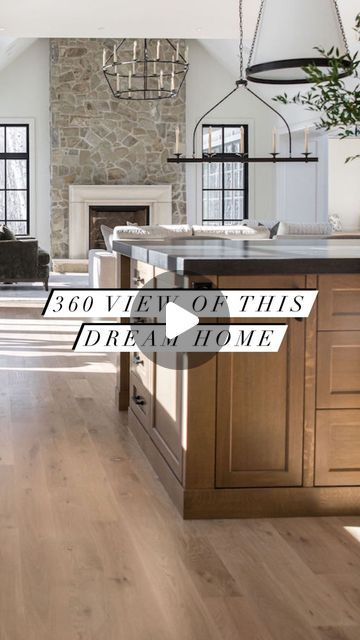 Melissa Manzardo Hryszko on Instagram: "A 360 view from the kitchen nook at this stunning custom home. 
The main living areas, including the vaulted living room, informal dining area, and kitchen, are all connected. This allows the family to stay engaged even when one may be whipping up dinner and one is snuggled up on the window seat watching the day go by. 

#hometour #housetour #dreamhome #housegoals #luxuryhomes #livingroom #kitchen #bearspawcustom2"