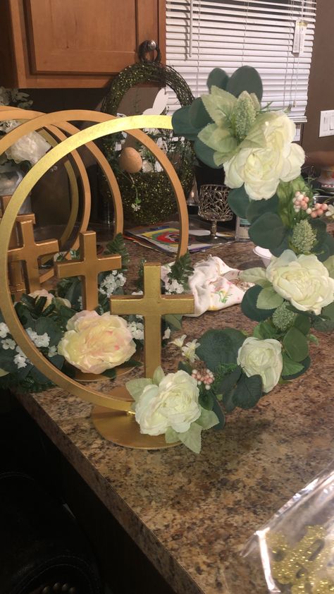 Conformation Decor, 1st Communion Centerpieces, Communion Centerpieces For Boys, Bautizo Ideas Boy Centerpieces, Religious Centerpieces Ideas, Bautizo Centerpieces For Girl, Centerpieces For Baptism, Bautizo Ideas Girl Centerpieces, Baptism Decorations Centerpieces