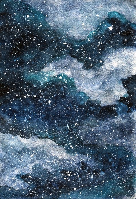 Winter Night Sky, Watercolor Night Sky, Night Sky Painting, Watercolor Winter, Winter Color Palette, Star Painting, Color Palette Bright, Bright Winter, Sky Painting