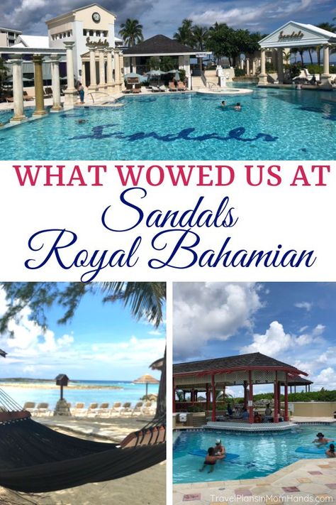 The all-inclusive Sandals Royal Bahamian wowed us with its sophisticated vibe, watersports, pools, swim up bars, and food and drinks. But did I mention it has its own private island? SCORE! See why we can't wait to get back to Nassau, Bahamas to spend mor Sandals Bahamas, Resort Packing List, Swim Up Bars, Bahamas Nassau, Sandals Resort, Bahamas Honeymoon, Bahamas Resorts, Vacation 2023, Bahamas Travel