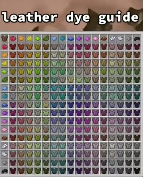 minecraft, leather armor, dye, guide, colors Minecraft Leather Dye Chart, Dye Chart Minecraft, Minecraft Dye Guide, Minecraft Enchanting Guide, How To Dye Leather Armor In Minecraft, Armor Trim Combos Minecraft, Armor Trims Minecraft Combos, Minecraft Leather Armor Dye, Minecraft Dye Chart