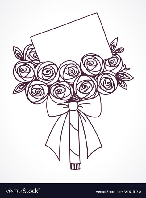 Outline Flowers, Flower Bouquet Drawing, Flowers Sketch, Flower Symbol, Flower Outline, Bouquet Of Roses, Rose Drawing, Flower Sketches, Roses Drawing