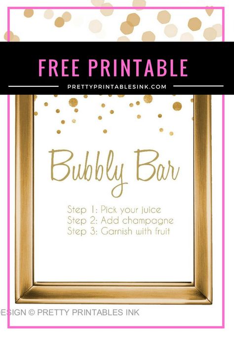 FREE bubbly bar sign from Pretty Printables Ink! {prettyprintablesink.com} Mimosa Bar Printables, Pretty Dining Table, Table Decorations For Thanksgiving, Printable Signs Free, Bubbly Bar Sign, Rustic Bridal Shower Games, Bridal Shower Bachelorette Party Ideas, Prosecco Bar, Brunch Bar