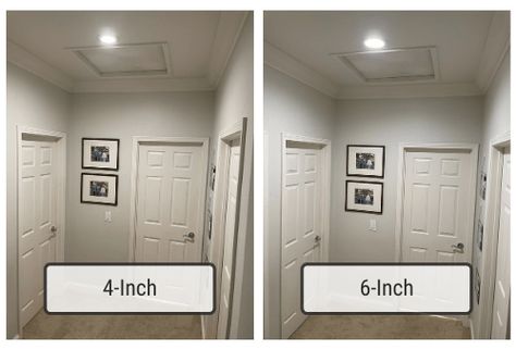 Best Recessed Lights, 4 Inch Can Lights, Can Lights Hallway, Recessed Lighting Family Room, Recessed Lighting In Hallway, Pot Lights In Basement, Adding Recessed Lighting Ceilings, Recess Lighting Bathroom, Basement Recessed Lighting Ideas