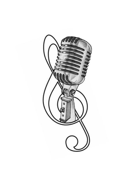 Old Microphone Tattoo, Mic Tattoo Design, Old School Microphone, Mic Tattoo, Microphone Drawing, Dj Tattoo, Old Microphone, Filler Tattoos, Microphone Tattoo