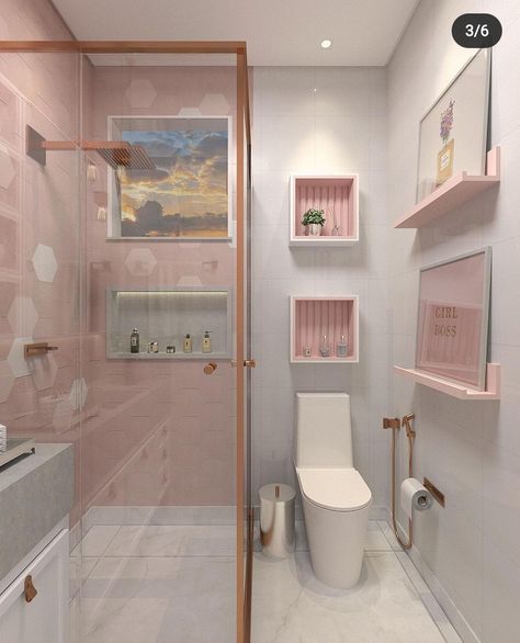 Small Downstairs Toilet Ideas, Downstairs Toilet Ideas, Bathroom Interior Design Luxury, Small Downstairs Toilet, Small Bathroom Design Ideas, Toilet Ideas, Pink Bathroom Decor, Small Toilet Room, Kids Room Interior Design