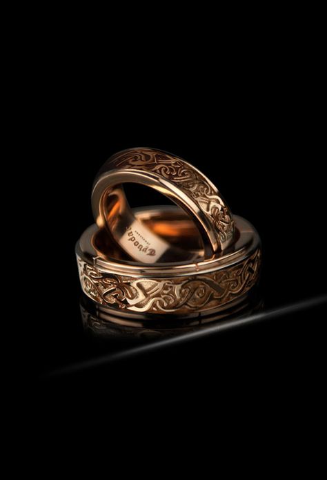 Nordic wedding band - Tyvodar .com on Behance Nordic Wedding, Custom Signet Ring, Viking Wedding, Two Rings, Celtic Wedding Rings, Viking Ring, Gold Wedding Band, Mens Wedding Bands, Signet Ring